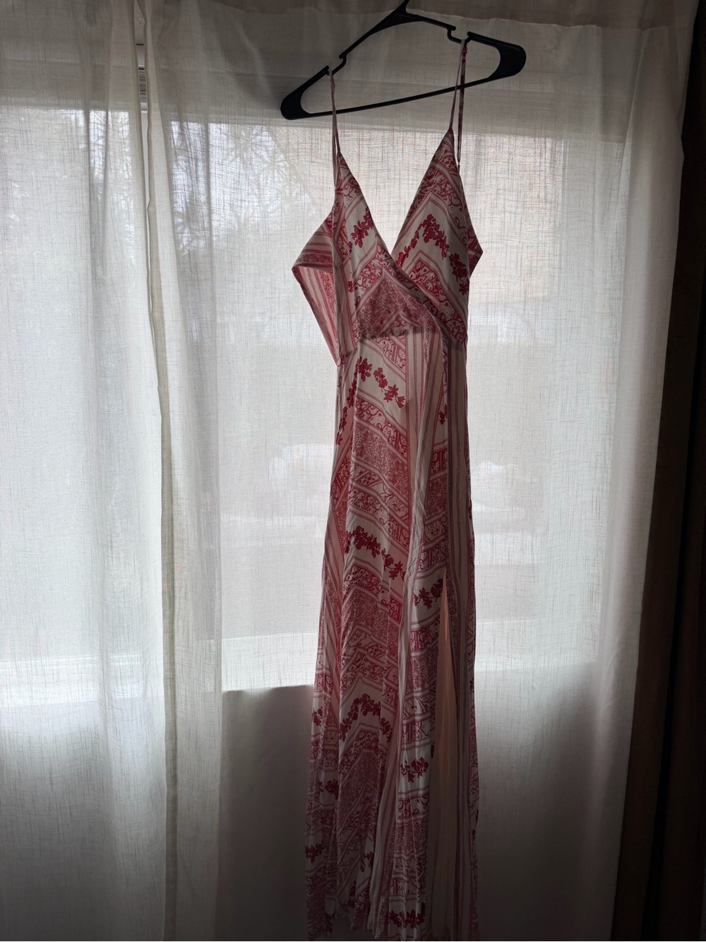 GB girls Red and White Patterned Maxi Dress with Spaghetti Straps